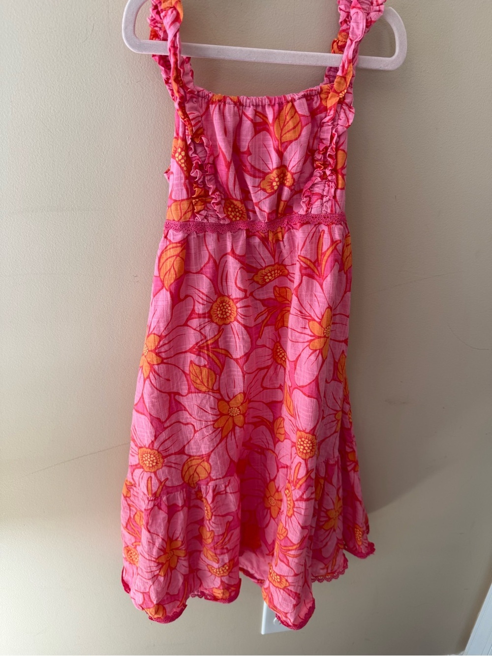 Rachel Zoe cotton floral maxi dress pink orange size 5
